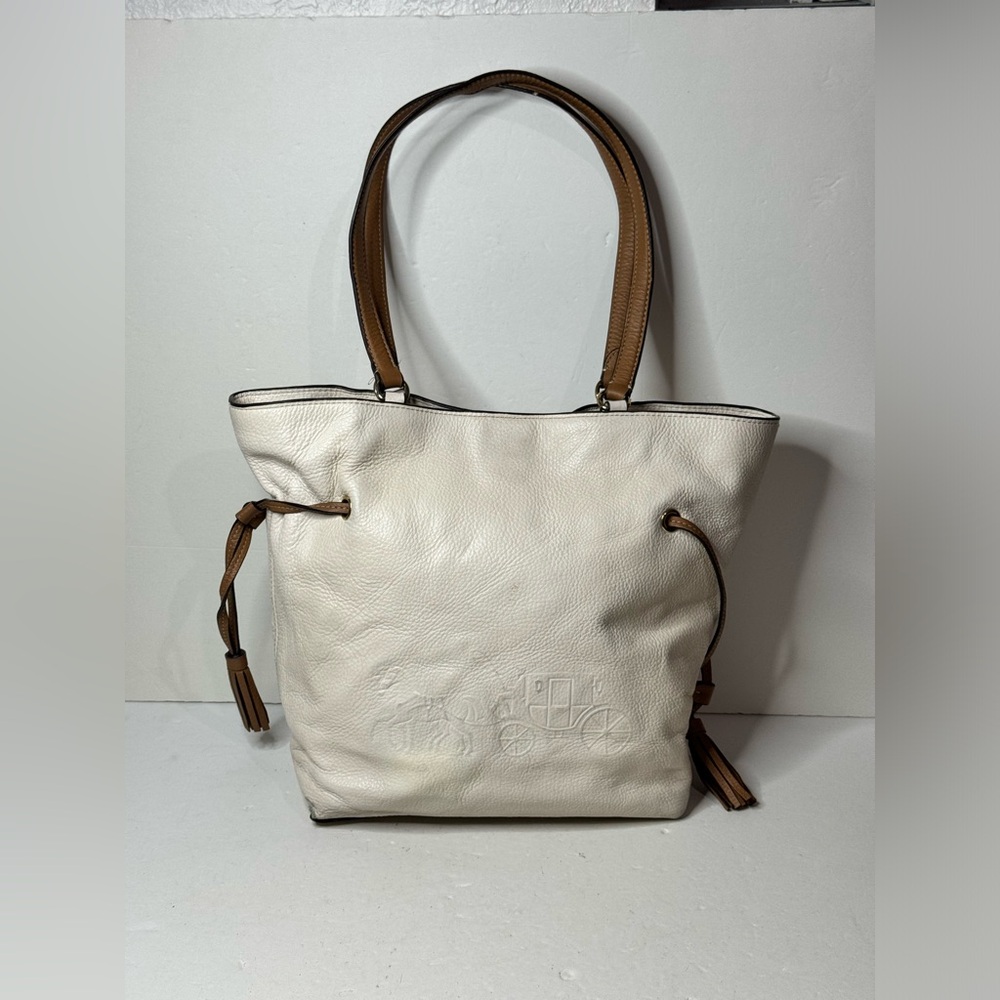 Coach White and Tan Tote Bag